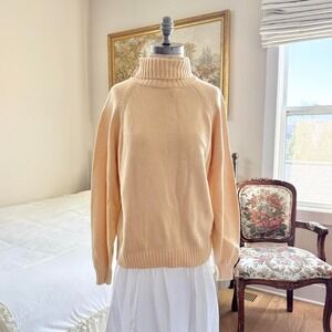 90s butter yellow knit turtleneck sweater Lands' End size large